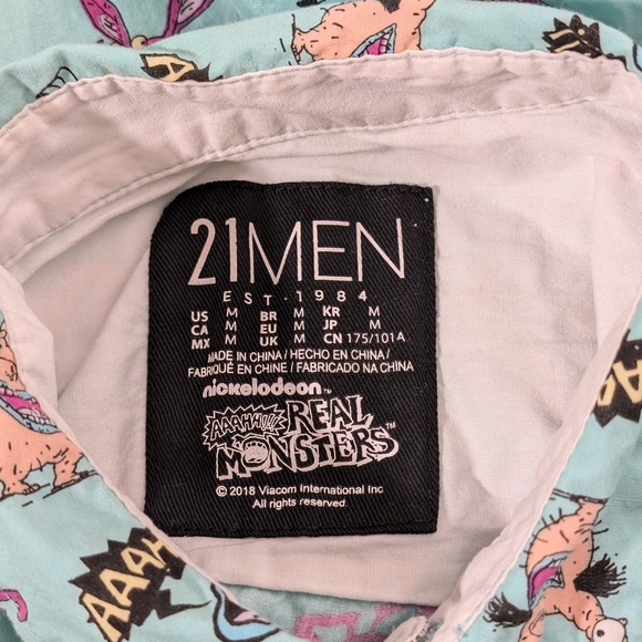 Aaahh!!! Real Monsters Nickelodeon 21MEN Button Down Shirt Men's Size M - Picture 5 of 6